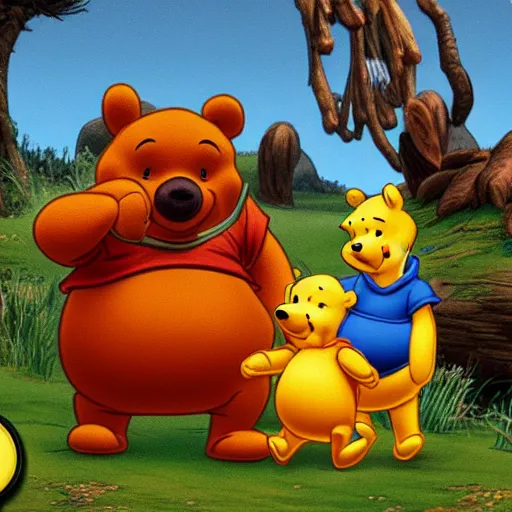 Prompt: winnie the pooh as an endgame boss in world of warcraft