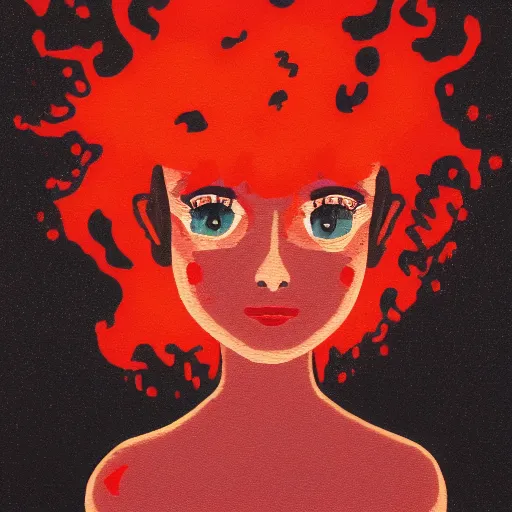 Prompt: portrait of cute girl made of lava magma