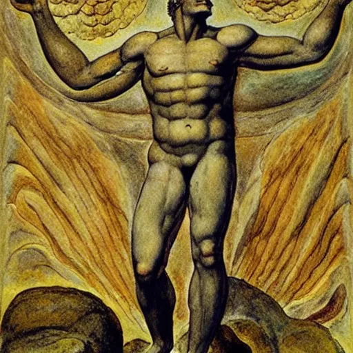 Prompt: The ancient greek titan prometheus by William Blake