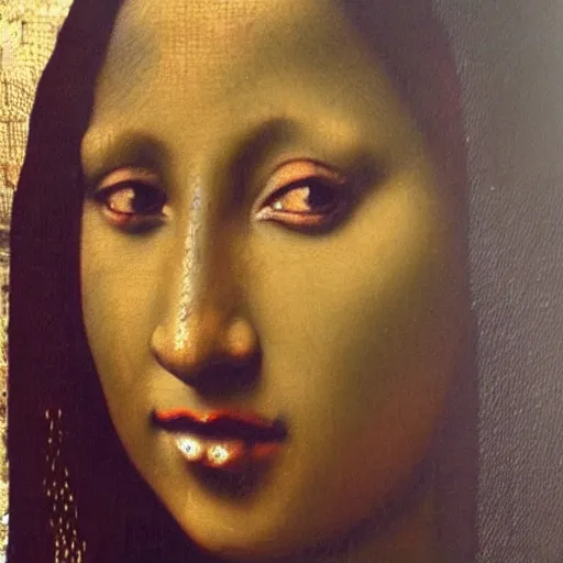 Image similar to african woman in the style of the mona lisa