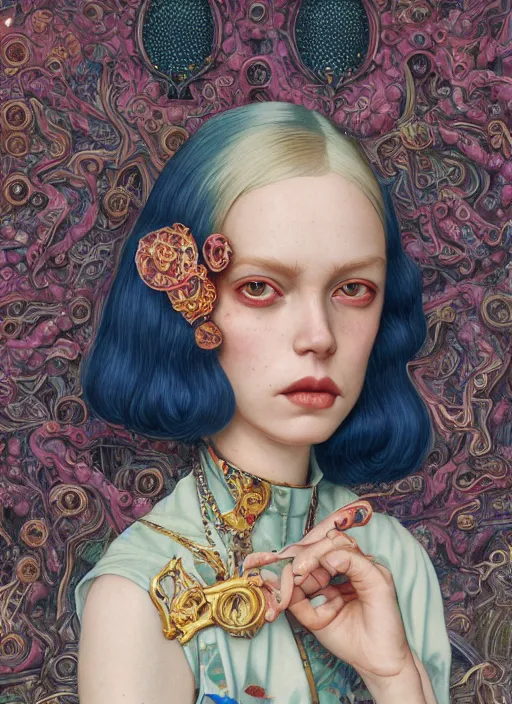 Image similar to fashion portrait :: by Martine Johanna and Simon Stålenhag and Chie Yoshii and Casey Weldon :: ornate, dynamic, particulate, rich colors, intricate, harper's bazaar, elegant, highly detailed, centered, artstation, smooth, sharp focus, octane render, 3d