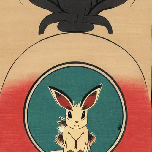 Image similar to Beautiful Ukiyo-e painting of an Eevee