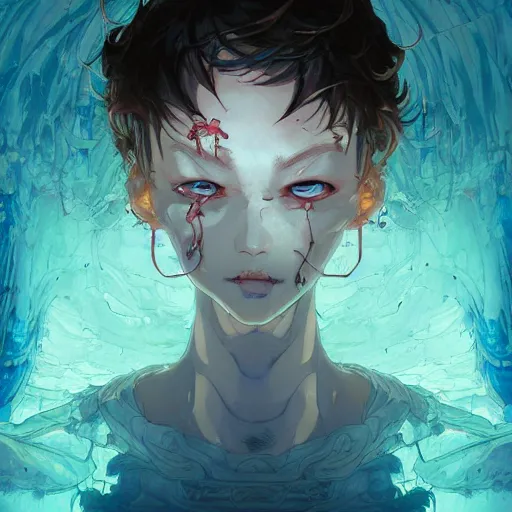 Image similar to prompt : dungeon character portrait soft light painted by james jean and katsuhiro otomo and erik jones, inspired by evangeleon anime, smooth face feature, intricate oil painting, high detail illustration, sharp high detail, manga and anime 1 9 9 9