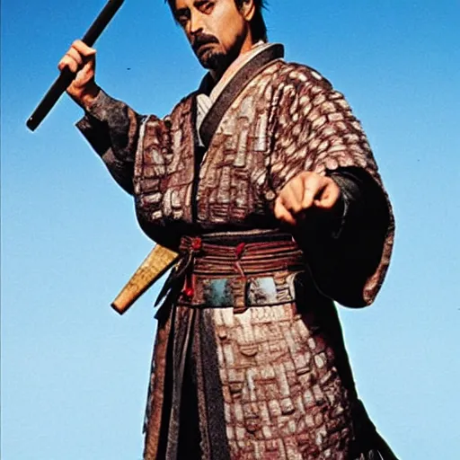 Image similar to Robert John Downey Jr as samurai , an film still