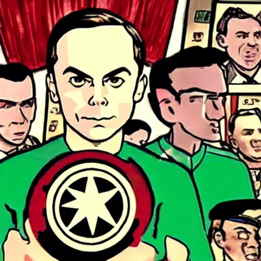 Image similar to millatary propoganda of sheldon cooper