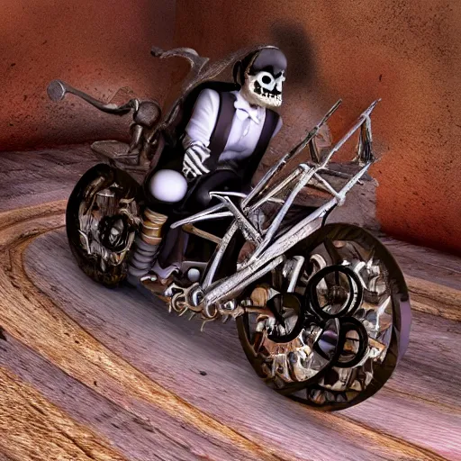 Image similar to mr bones wild ride in ultrarealistic detail, 8k