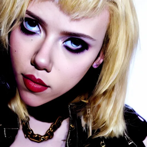 Image similar to scarlett johansson cosplaying as misa amane from death note, professional photograph, 8 k