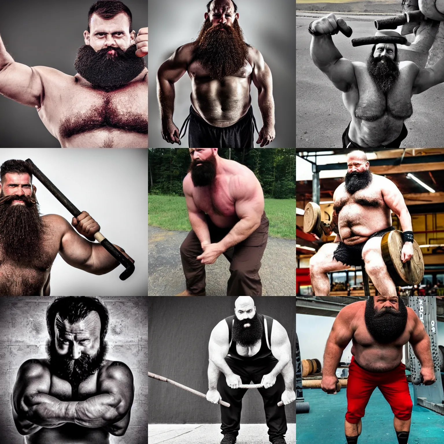 Prompt: strongman with a giant beard