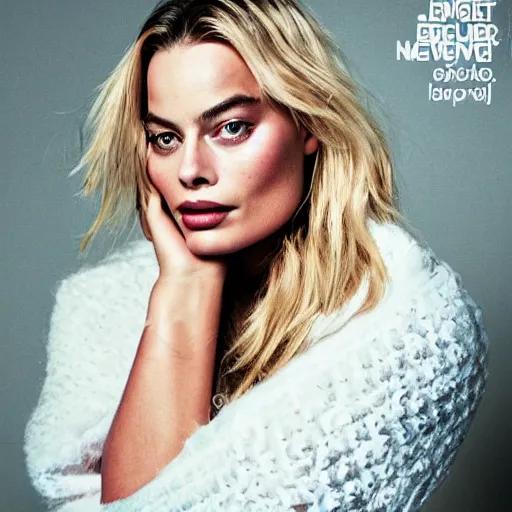 Image similar to margot robbie overweight, fashion magazine photography, soft lighting