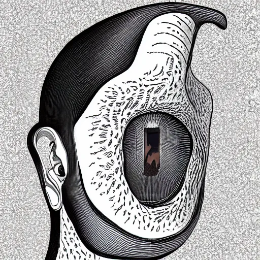 Image similar to stipple shaded illustration of a human ear and a bird looking inside, by ilya kuvshinov, anatomy book, retro flat colors, retrofuturism