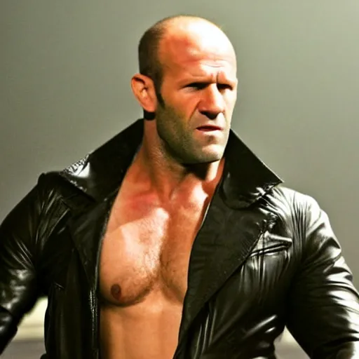 Image similar to a scene of jason statham as wrestler entering entrances, with pyro