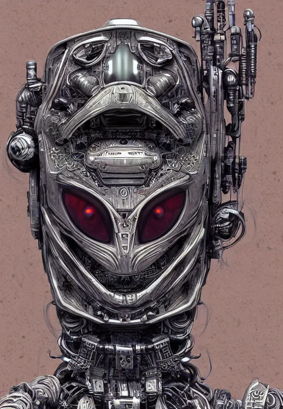 Prompt: beautiful ornate cyberpunk robot alien portrait, mechanical, realism, symmetrical