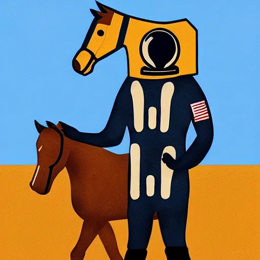 Prompt: astronaut with horse on his head