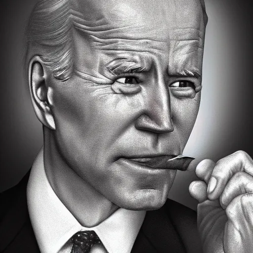 Image similar to joe biden smoking a rolled marijuana joint, amazing detail, realistic digital art, artstation