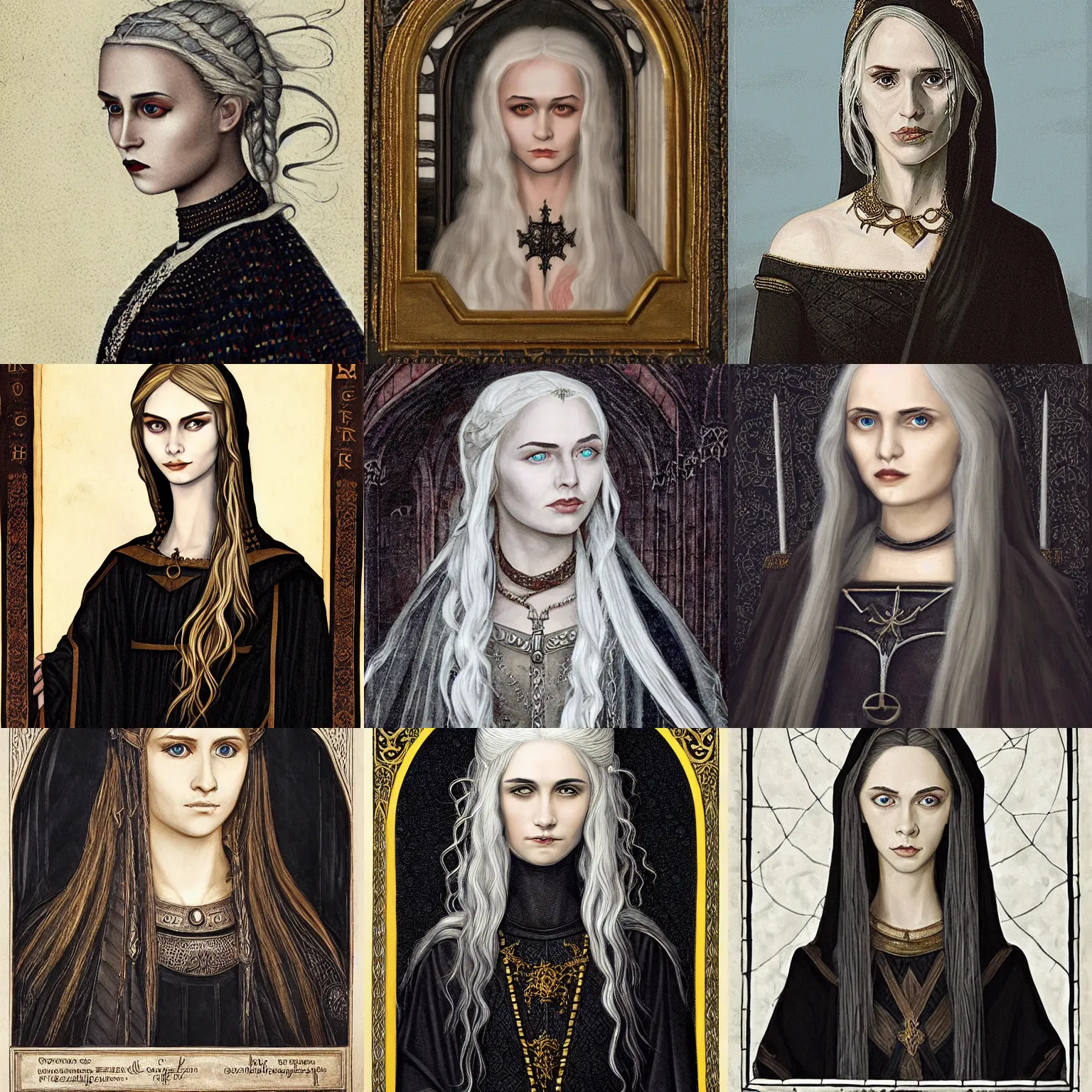 Prompt: gothic portrait of rhaenyra targaryen, highly detailed