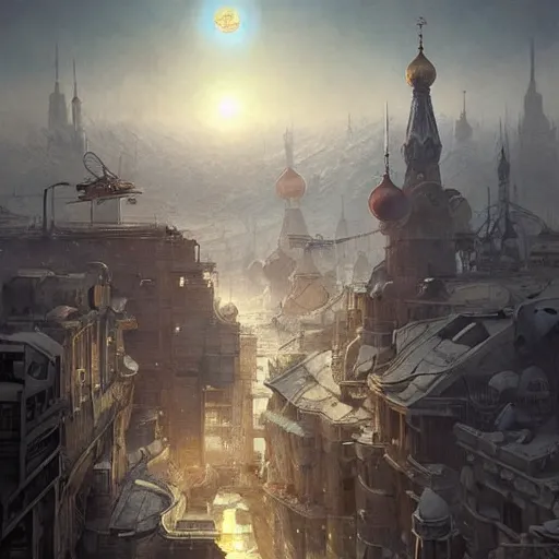 Prompt: It’s crowded streets of Russian panel houses quarters on the Moon city, Norilsk, sci-fi, fantasy, intricate, very very beautiful, elegant, highly detailed composition, digital painting, artstation, concept art, smooth, sharp focus, illustration, art by artgerm and greg rutkowski and alphonse mucha