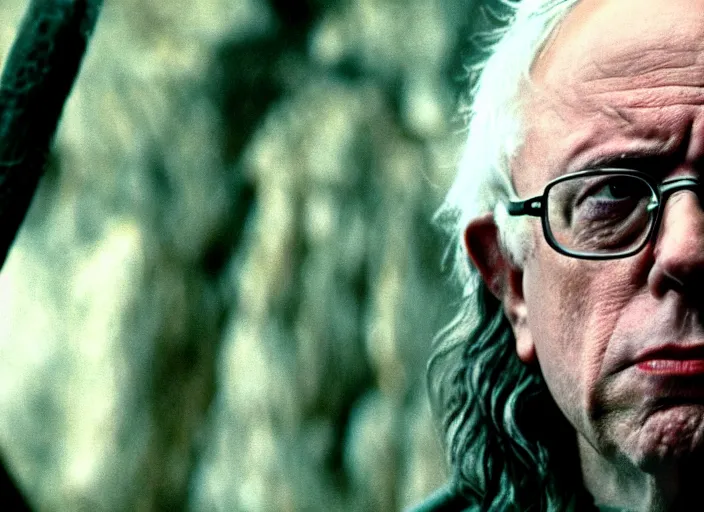 Image similar to film still of bernie sanders as aragorn in lord of the rings movie, 8 k