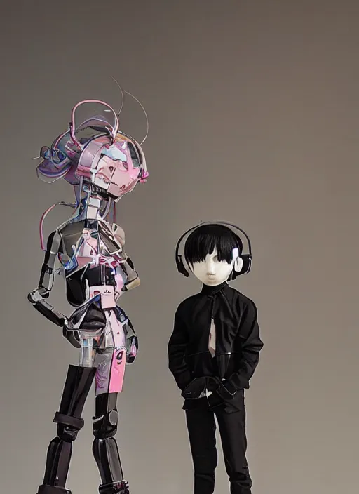 Image similar to studio photograph of a contemporary art sculpture of a modular quirky yorha android by hikari shimoda and jack gaughan