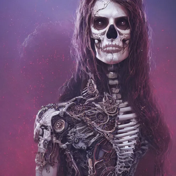 Intricate Fusion: Skeletons, Portraits, and Geometric Shapes