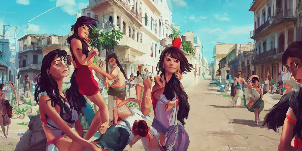 Prompt: concept art, cuban women in havana, digital anime art, good lighting, trending on artstation