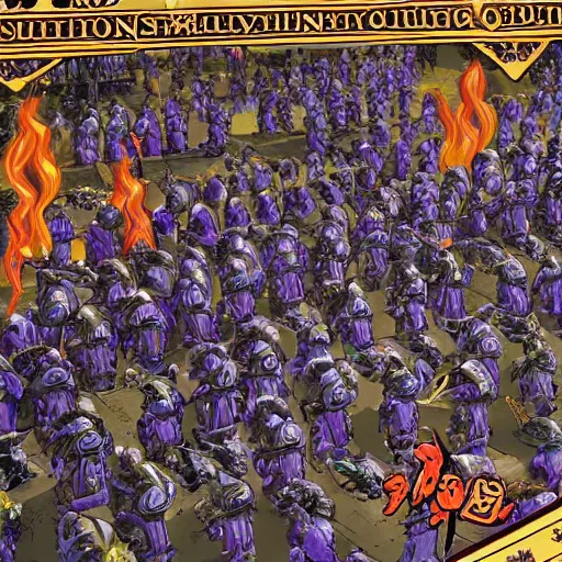 Image similar to illustration. a billion psykers lined up to be sacrificed to the emperor.