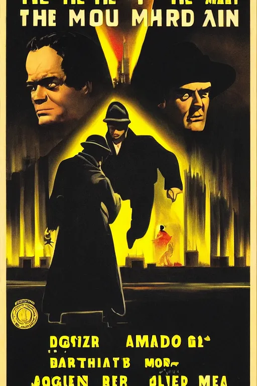 Prompt: the third man ( 1 9 4 9 ) movie poster in the style of atari 2 6 0 0 box art