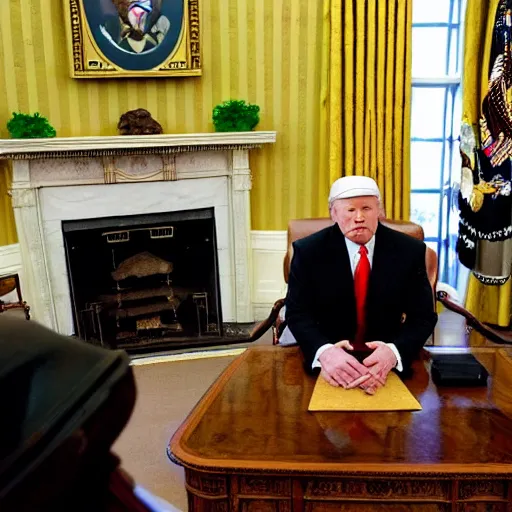 Image similar to Popeye presides as President white house oval office Pulitzer prize winning photograph