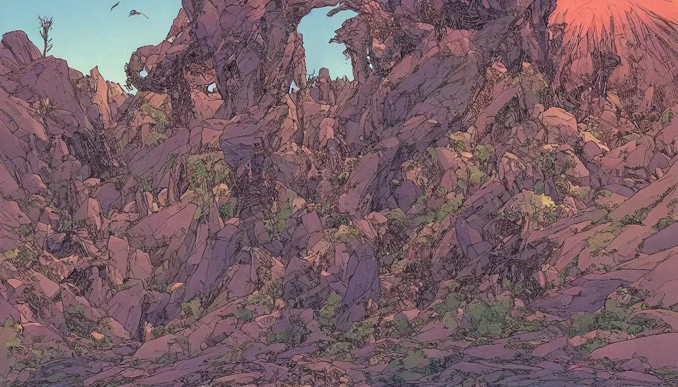 Prompt: epic nature by moebius