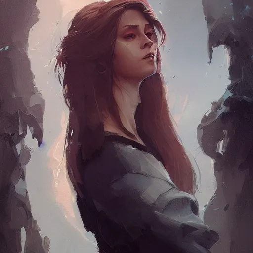 Prompt: A handsome woman, digital art, fantasy art by Greg Rutkowski