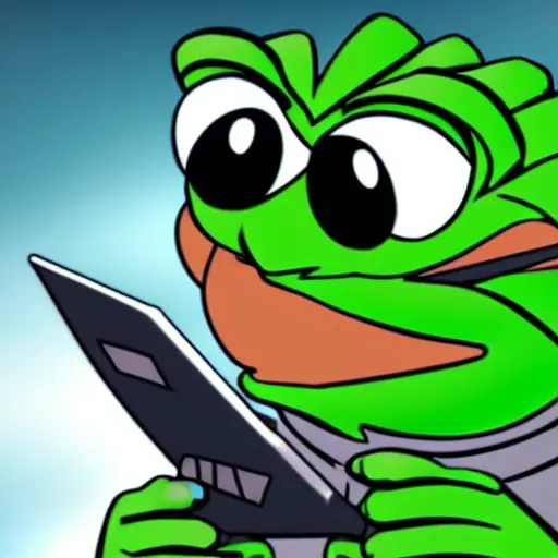 Image similar to pepe destroying computers