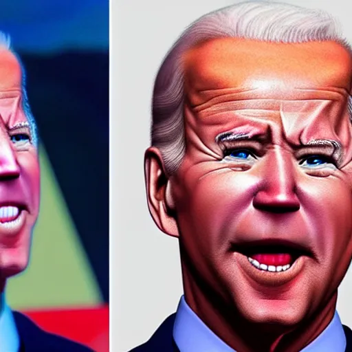 Image similar to photorealistic joe biden as looney toons character with eyes sticking out and tongue unrolling as he wolf whistles