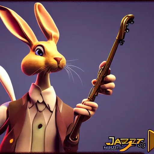 Image similar to jazz jack rabbit, video game artwork, high quality, 4 k, raytracing, rendered