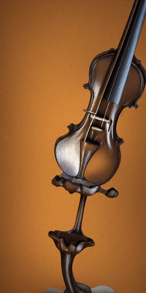 Image similar to baroque violin statue:: gi, global illumination, physically based rendering, photoreal, small details, intricate dof,blur,bokeh,depth of field