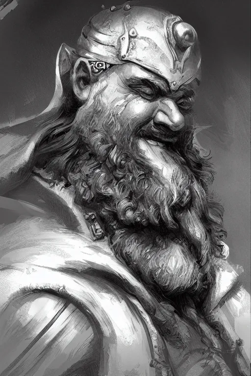 Prompt: Concept art of a dwarf by Even Amundsen, digital pencil