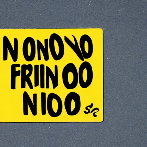 Image similar to sign saying no friends. in the style of no smoke sign.