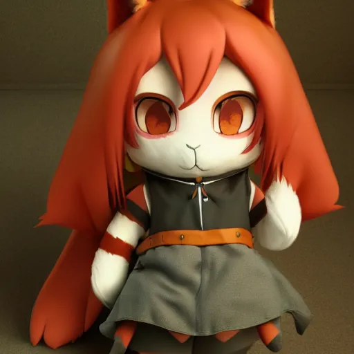 Prompt: cute fumo plush of a foxgirl adventurer, three point lighting, dramatic, anime, vray