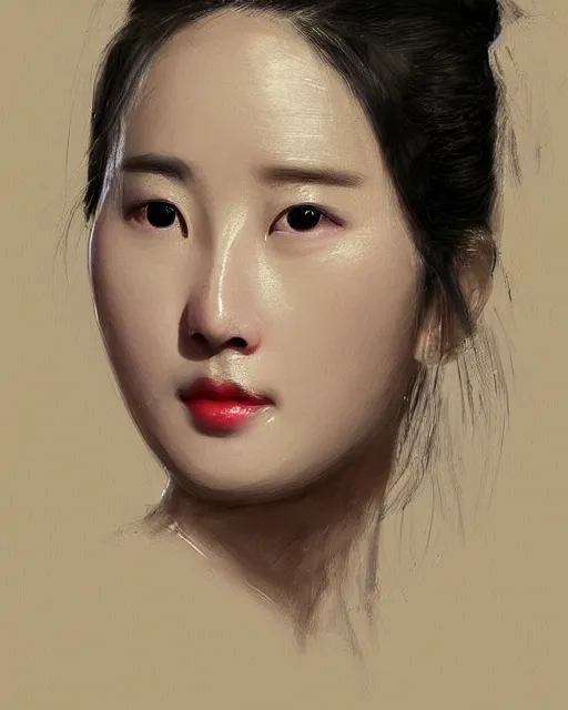 Image similar to liuyifei the face of an oriental woman left face is a mechanical structure the eyes glow, artstation