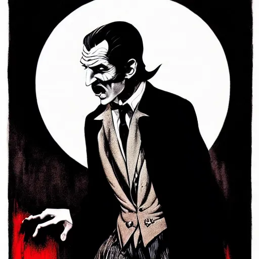 Prompt: 1 9 6 0 s vincent price portrait, soft light, by killian eng and joe fenton and bernie wrightson and conrad roset, inspired by dracula, red only, etching and paint, fine sharp high detail,