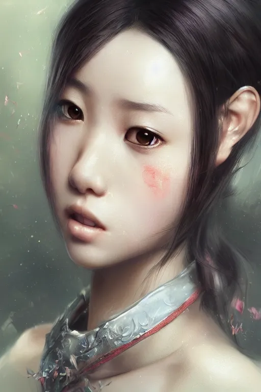 Prompt: portrait of a beautiful asian girl, anime looking type, 3 d render, hyper realistic detailed portrait, ruan jia, wlop, sha xi, fantasy, hyper detailed, octane render, concept art, ornaments, artstation, marie - gabrielle capet style