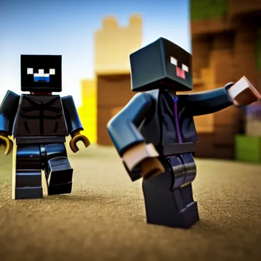 Image similar to realistic minecraft enderman lego set, soft lighting