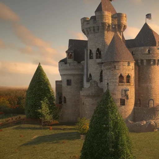 Image similar to 8 k hd detailed octane render of an enchanted medieval castle