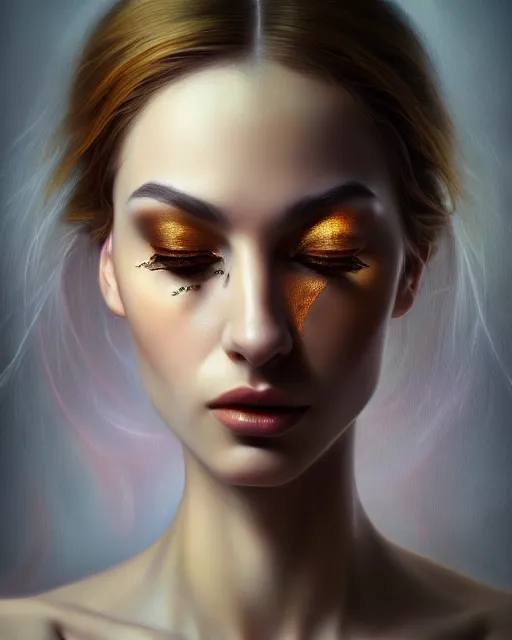 Image similar to a psychologist, enigmatic beauty, esoteric, muted colors, head in focus, fantasy art, ornamental aesthetics, intricate, elegant, highly detailed hyperrealistic painting, artstation, concept art, painterly, sharp focus, illustration, art by lois royoi