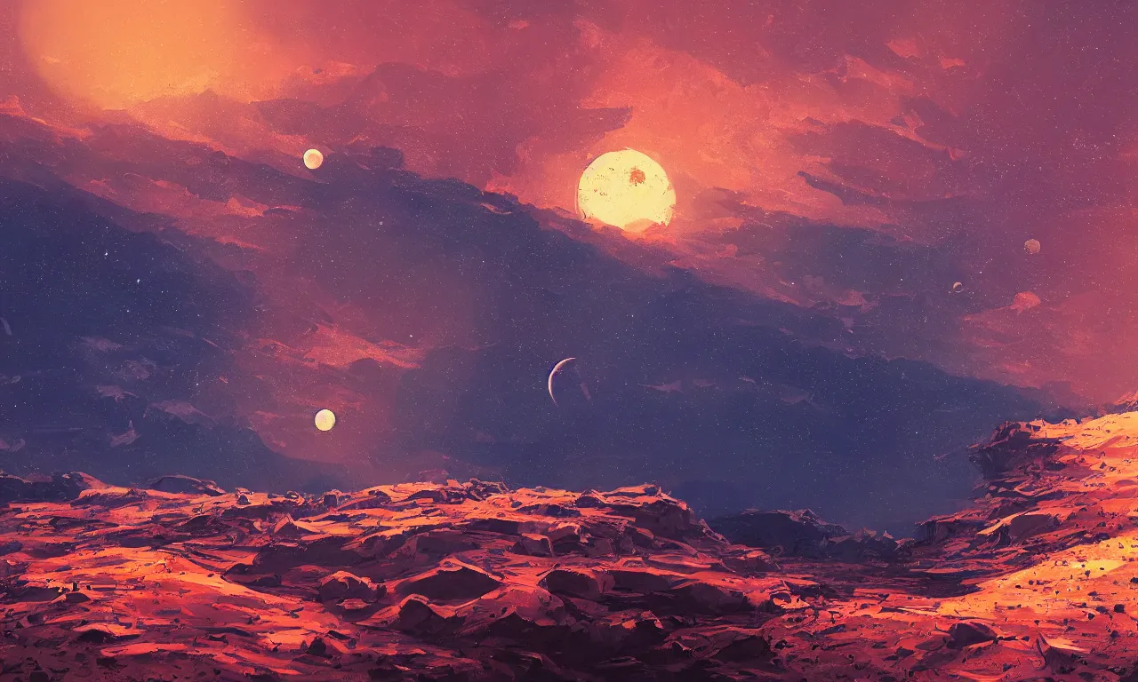 Image similar to mars and moon ground by alena aenami artworks in 4 k