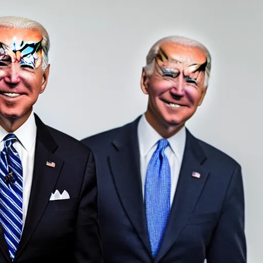 Image similar to A photo of joe biden teams up with a teenage joe biden, perfect faces, 50 mm, award winning photography