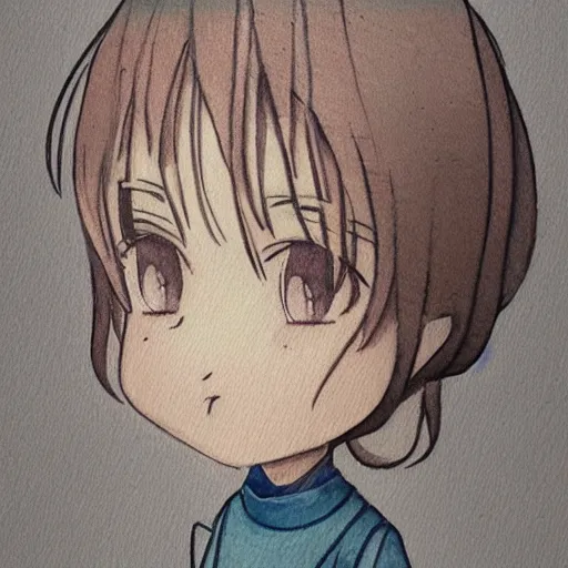 Image similar to beautiful water color concept art of face detailing cute nendoroid girl in the style of japanese wood printing , toon rendering, close-up, no shade, modern art, kyoto animation, manga, Julian Opie