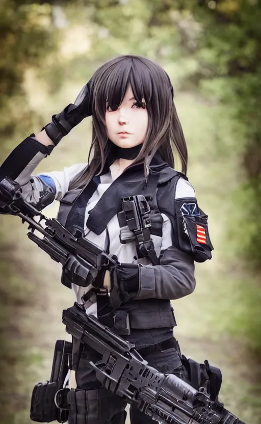 Prompt: portrait photo, highly detailed, high resolution, cosplay photo, stunning, girls frontline style, bokeh soft, 100mm, trending on instagram, by professional photographer, realistic human anatomy, real human faces, realistic military carrier, soldier clothing, modern warfare, without any gun, empty handed, shot with a canon, low saturation, soldier clothing