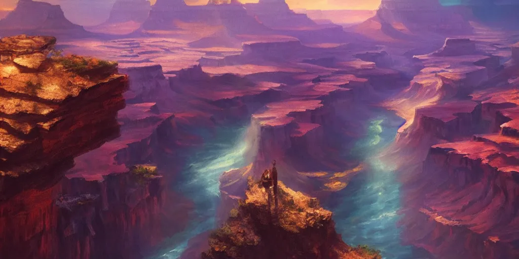 Prompt: The Grand Canyon, Niagara Falls, detailed oil painting, cinematic angle, hyperrealistic, breathtaking, volumetric lighting, cinematic lighting, dynamic, Studio Ghibli, digital art, octane render, epic composition, trending on artstation, masterpiece