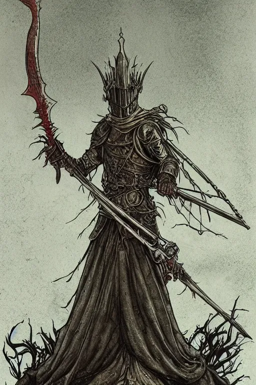 Prompt: holy knight bloodborne, in the style of Greg Broadmore and Arthur Rackham and Moebius,trending on artstation, light lighting side view,digital art,surrealism ,macro,blueprint ,vaporwave ,