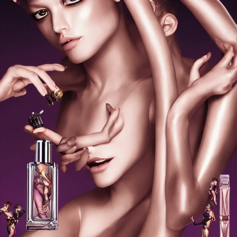 Prompt: fragrance packshot by hajime sorayama