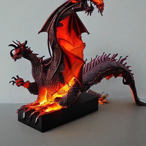 Prompt: “fire breathing dragon, kinetic sculpture”